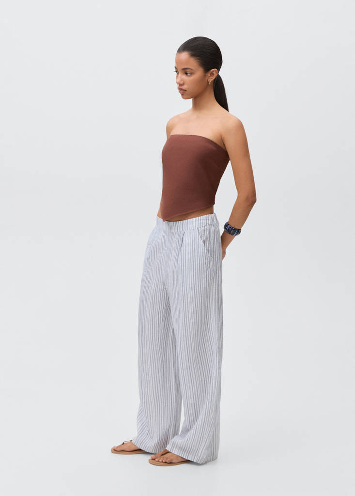 Striped cotton trousers — Sky Blue
