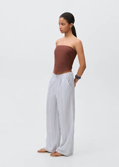 Striped cotton trousers — Sky Blue 2