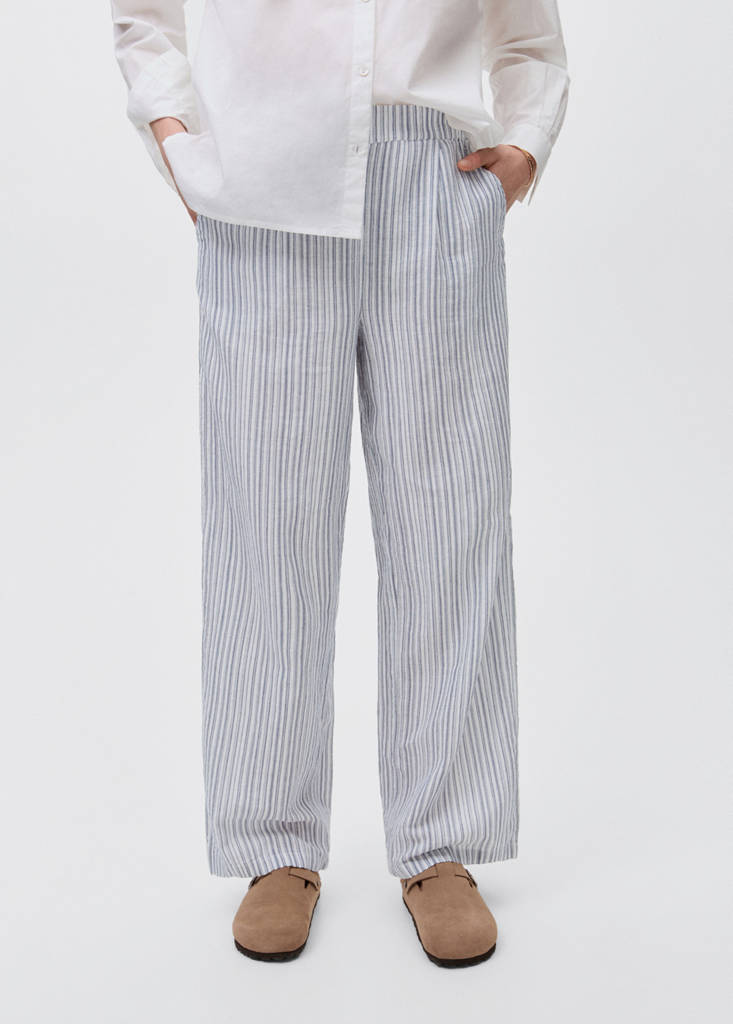 Striped cotton trousers — Sky Blue