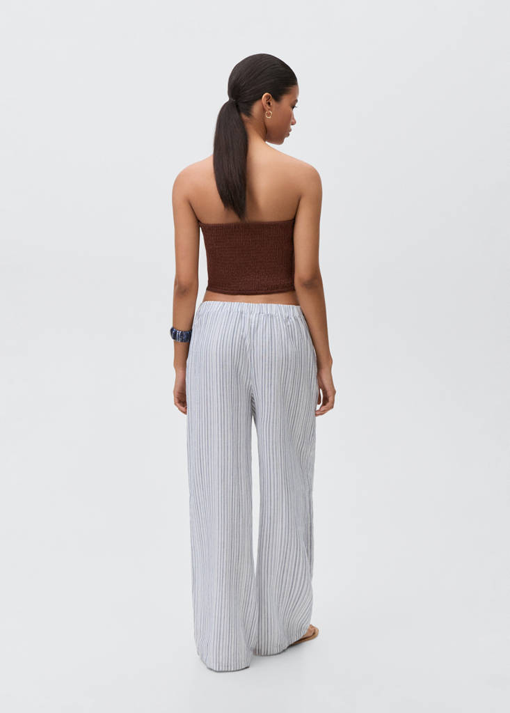 Striped cotton trousers — Sky Blue