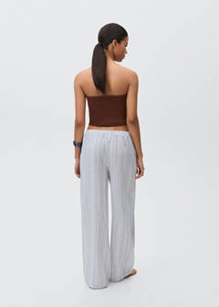 Striped cotton trousers — Sky Blue 8