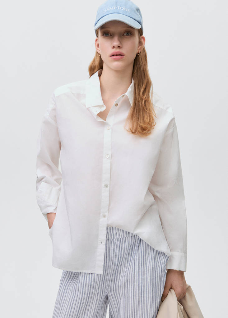 Striped cotton trousers — Sky Blue