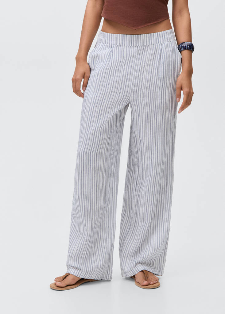 Striped cotton trousers — Sky Blue
