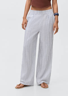 Striped cotton trousers — Sky Blue 6