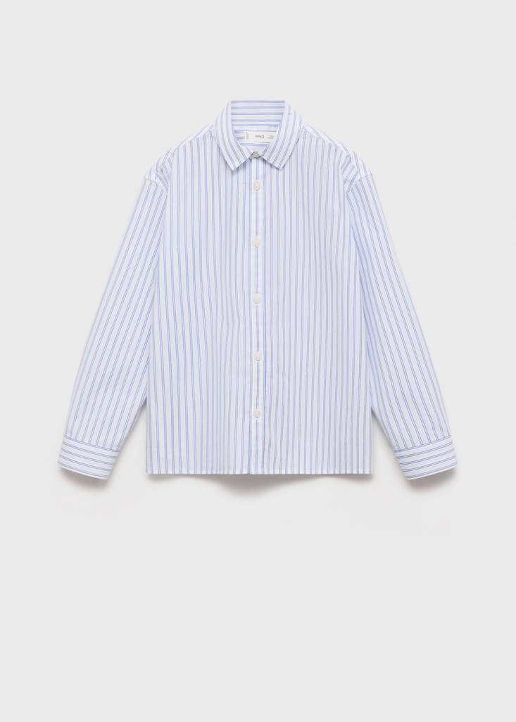 Striped cotton shirt — White