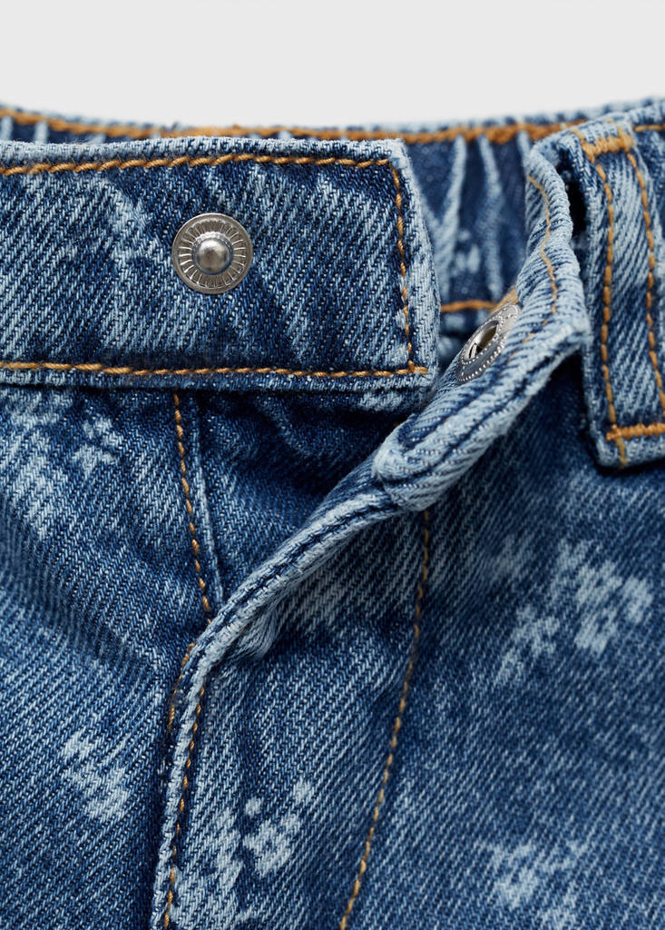 Printed straight jeans — Medium Blue