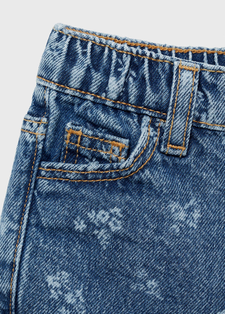 Printed straight jeans — Medium Blue