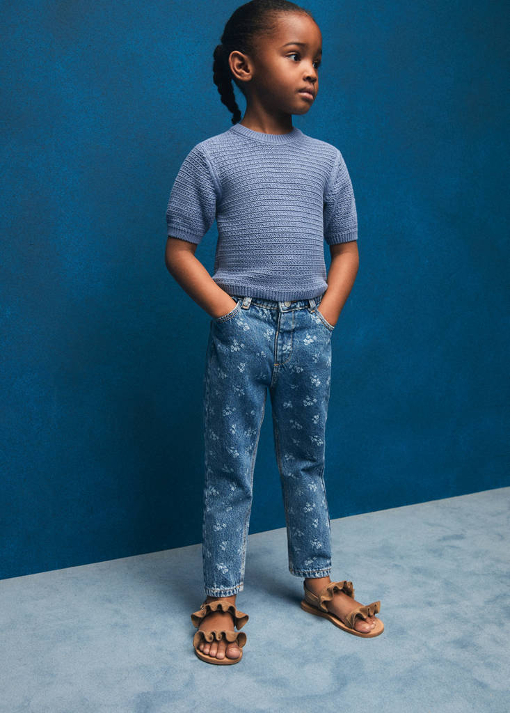 Printed straight jeans — Medium Blue
