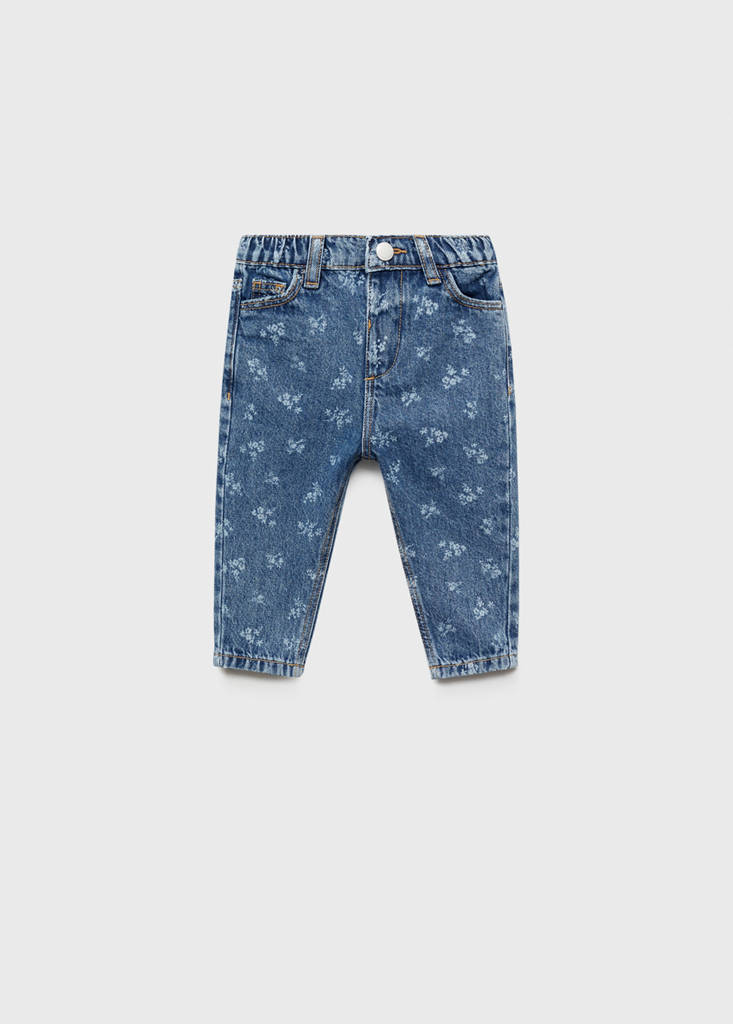 Printed straight jeans — Medium Blue
