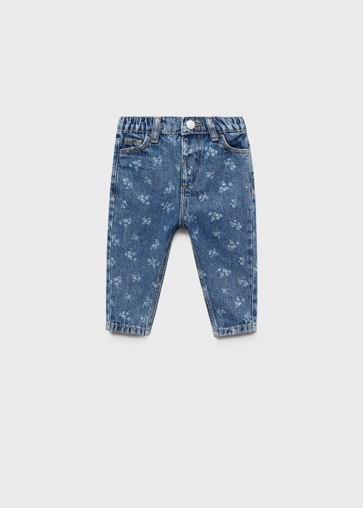 Printed straight jeans — Medium Blue