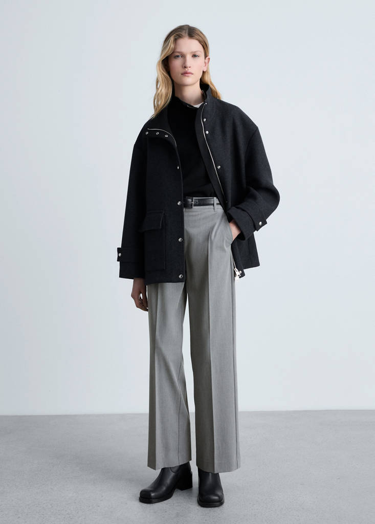 MANGO - Pantalon droit taille normale gris - 42