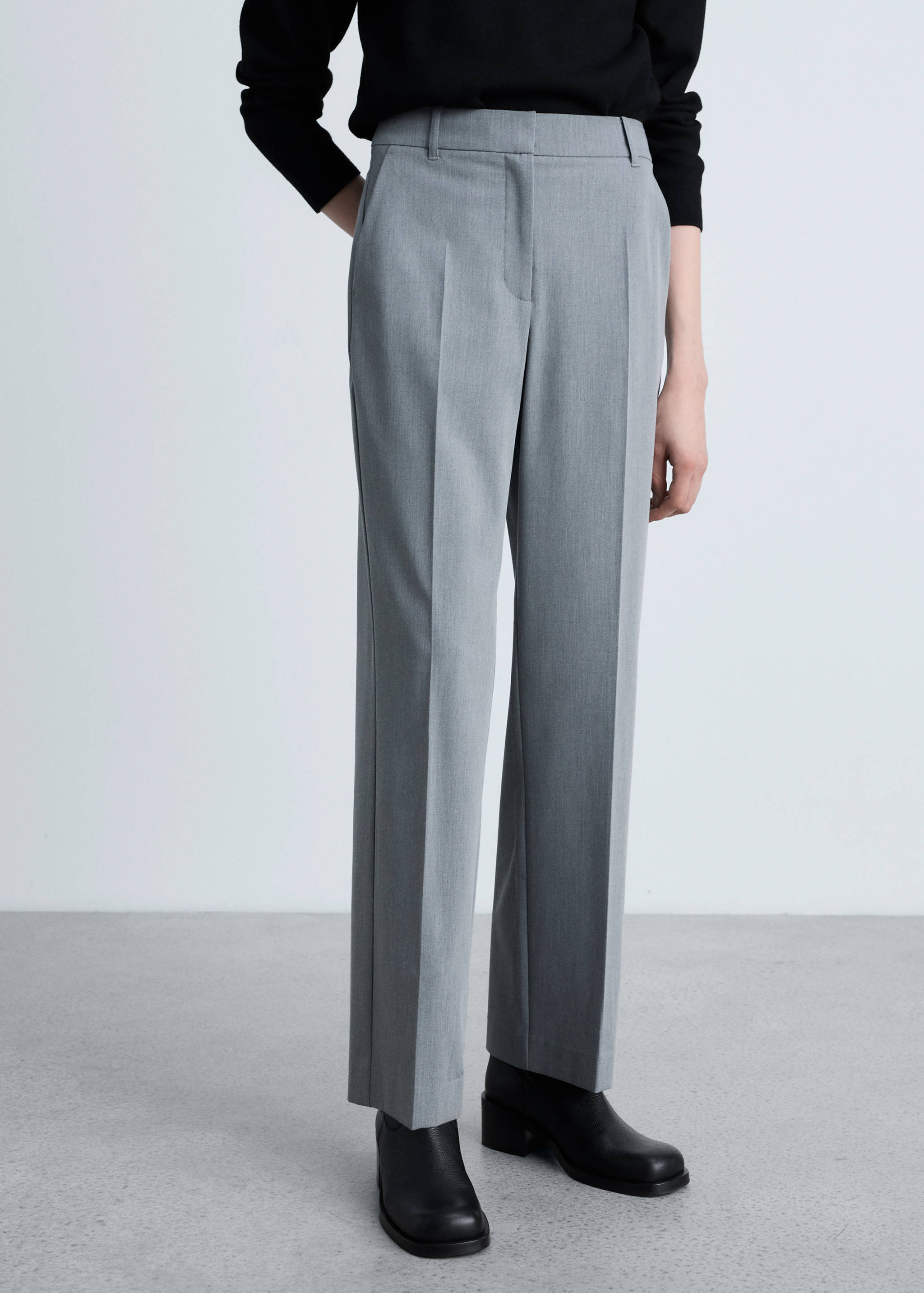 Straight mid-rise trousers - Medium plane
