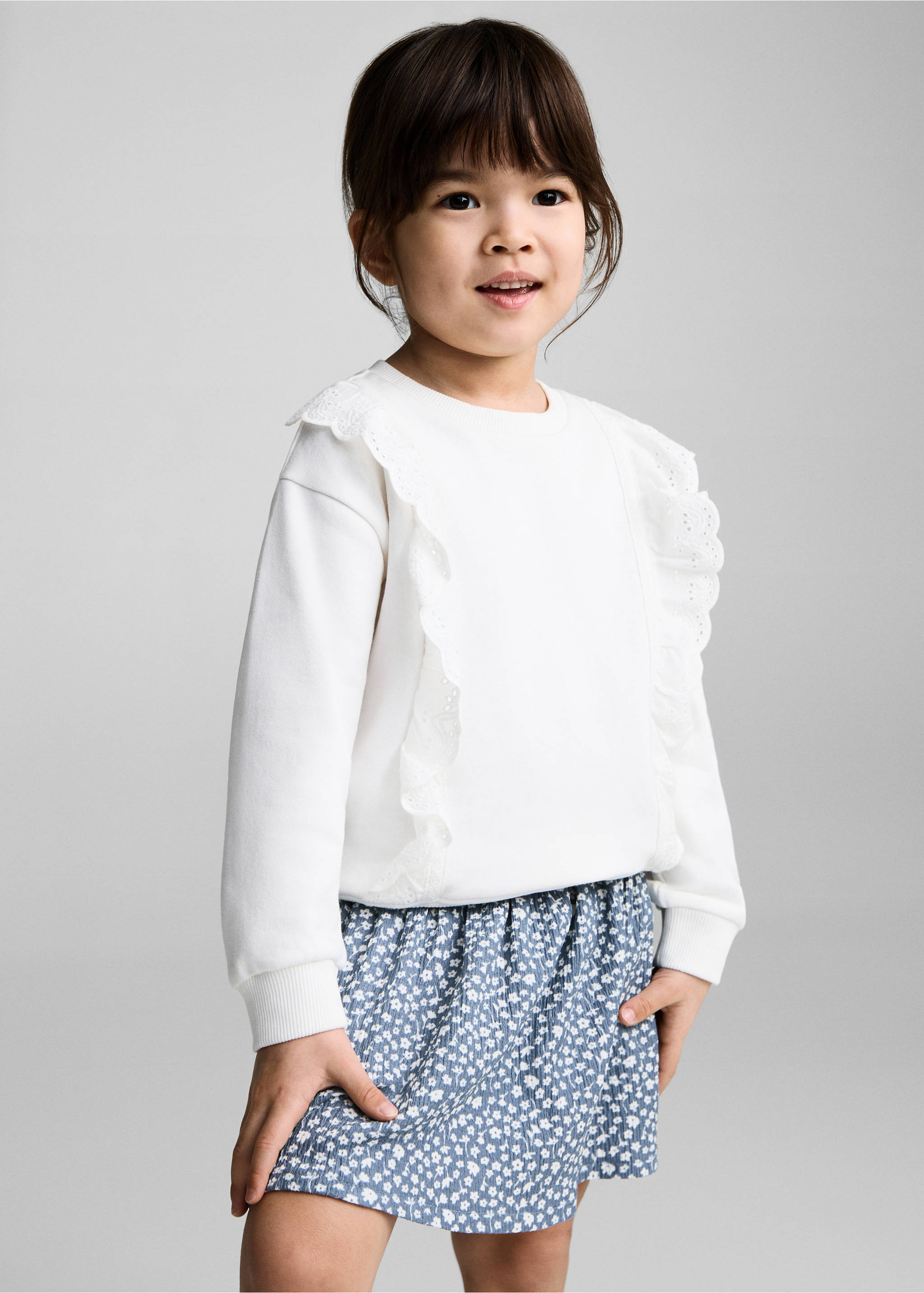 Falda estampado floral - Plano medio, Azul. Ref: 87064803-00.