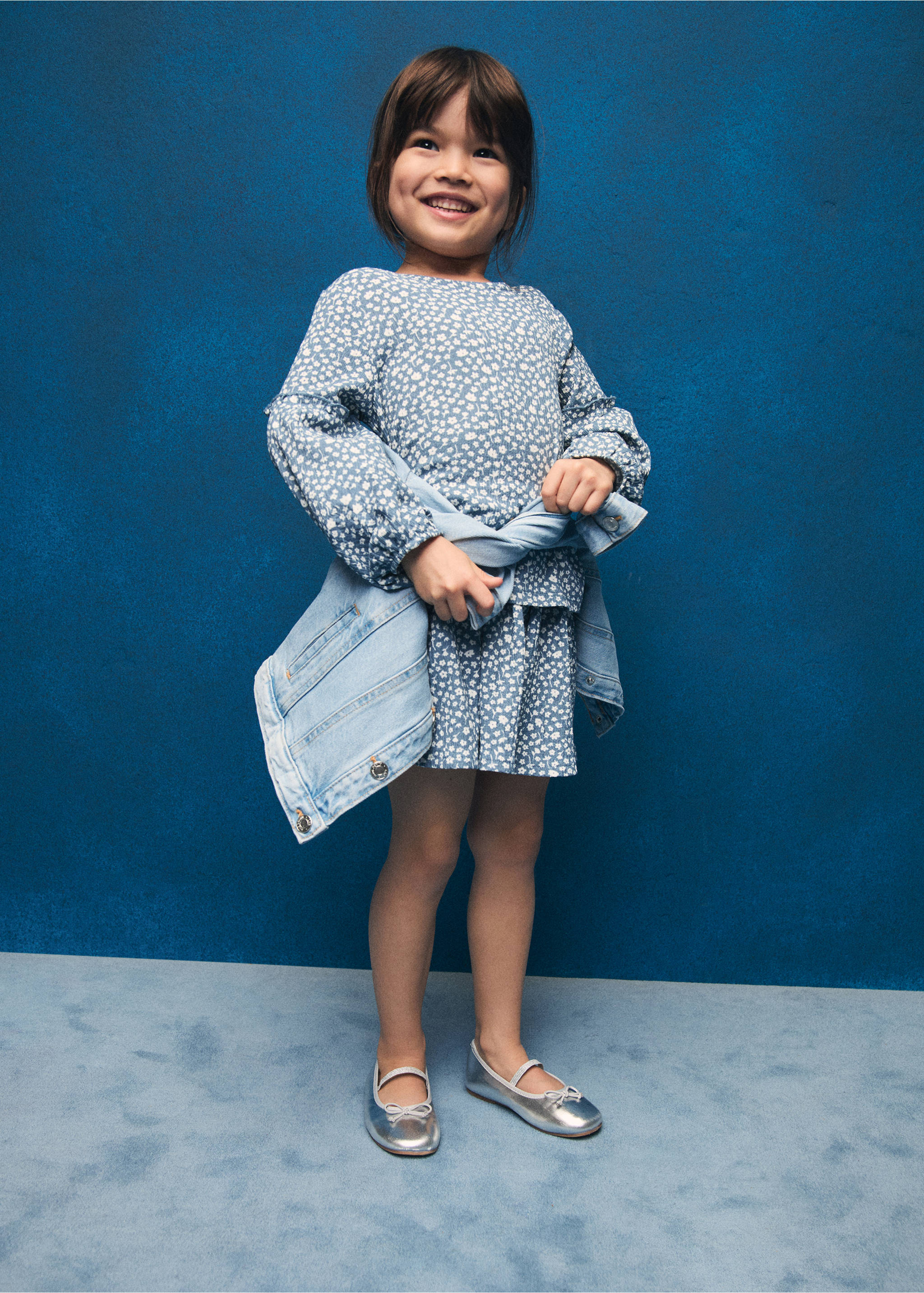 Floral print skirt - Details of the article 5, Blue. Ref: 87064803-00.