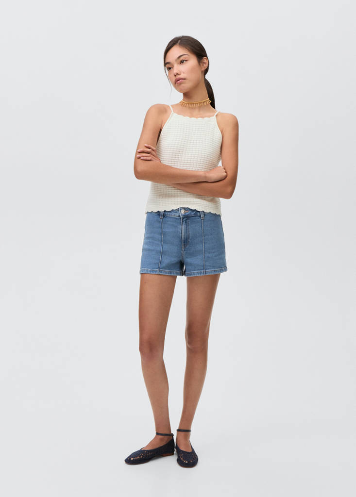 Straight-fit denim shorts — Medium Blue