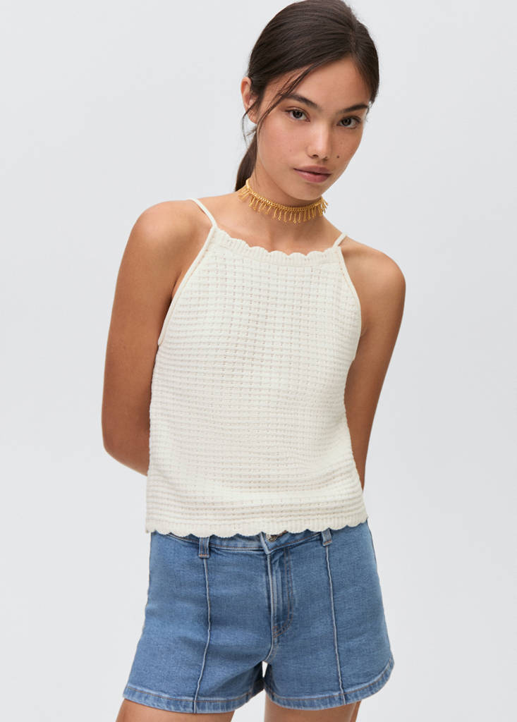 Straight-fit denim shorts — Medium Blue