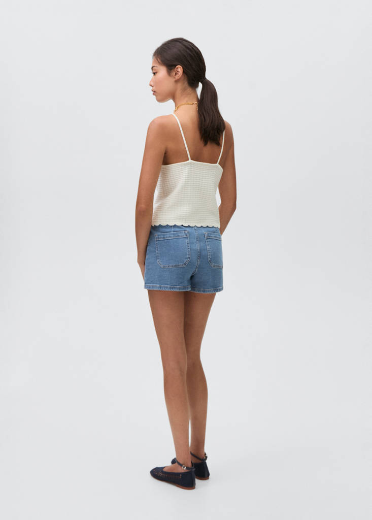 Straight-fit denim shorts — Medium Blue