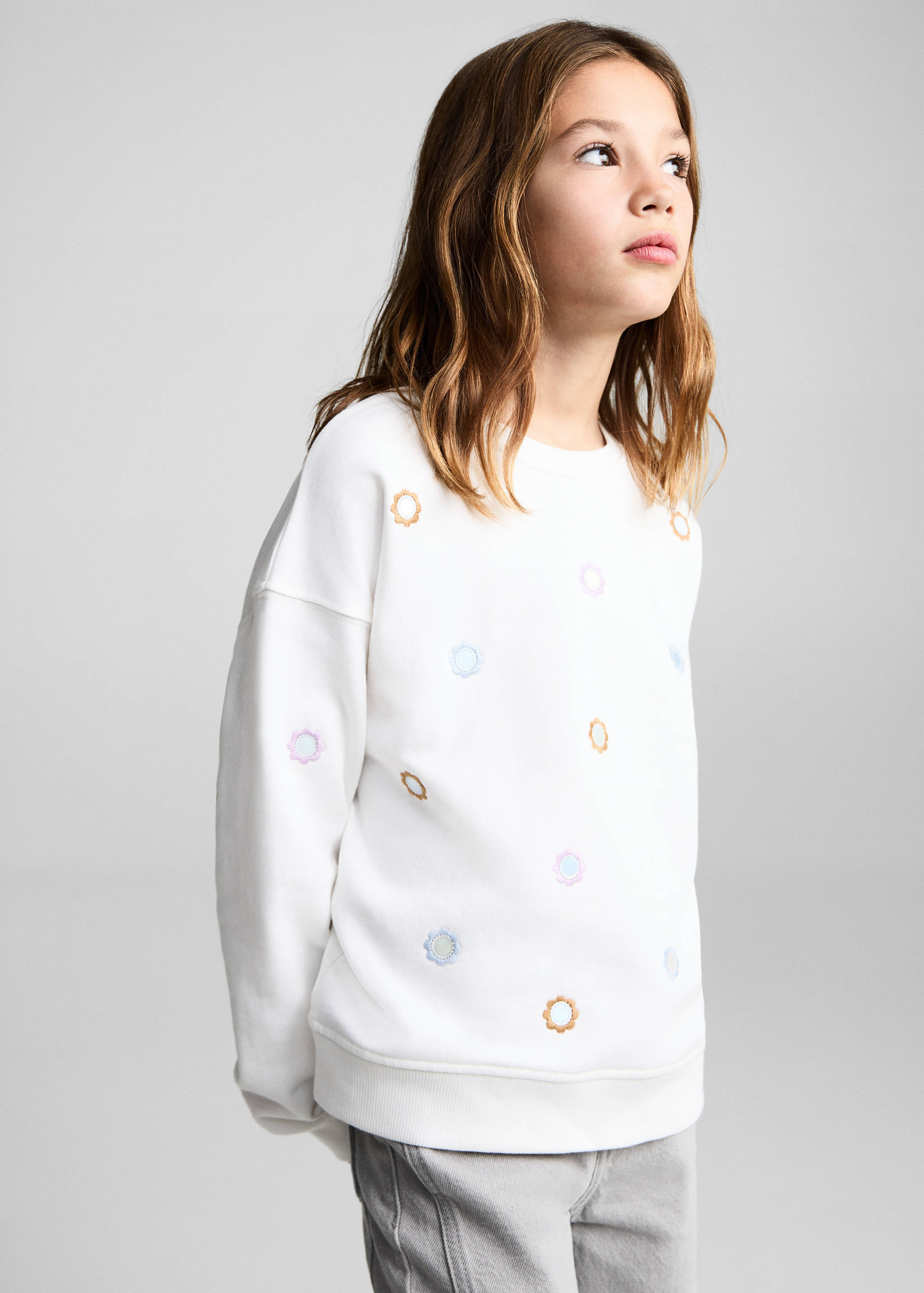 Sweatshirt with floral appliqué - Medium plane