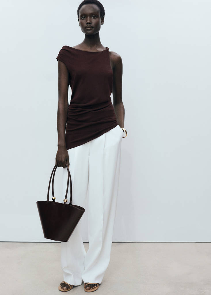 Shopper bag with metallic detail — Chocolate