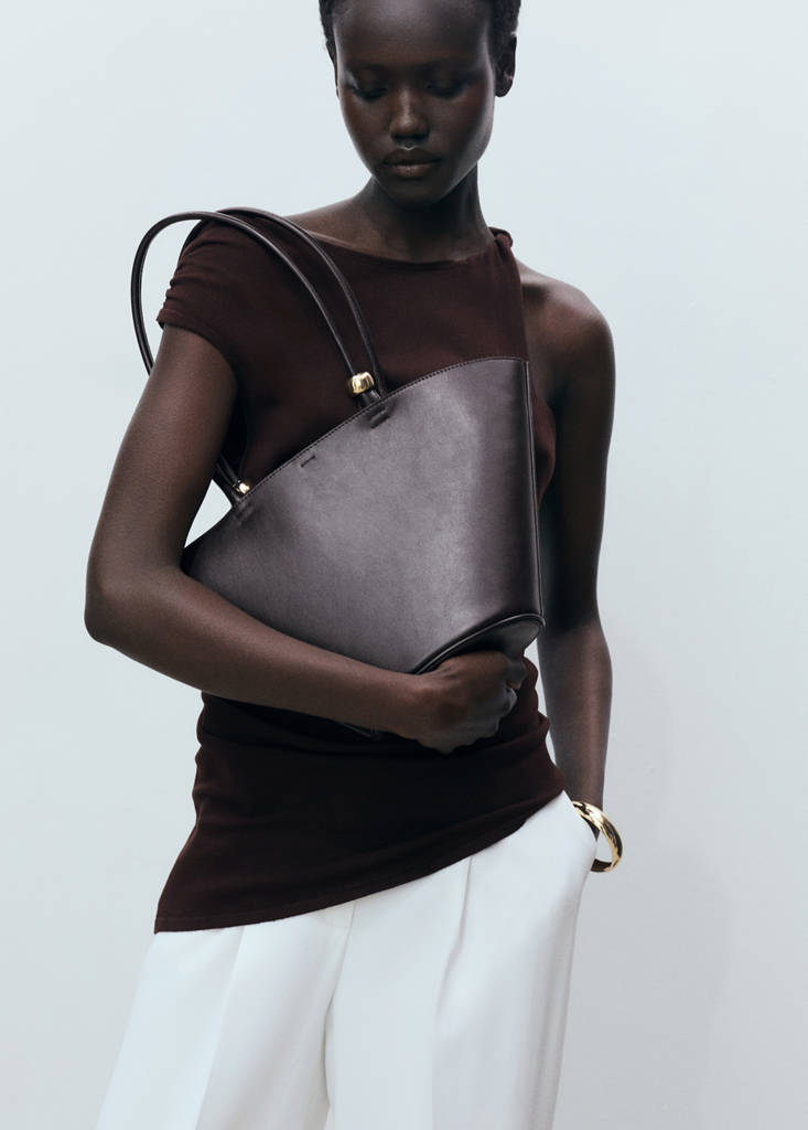 Shopper bag with metallic detail — Chocolate