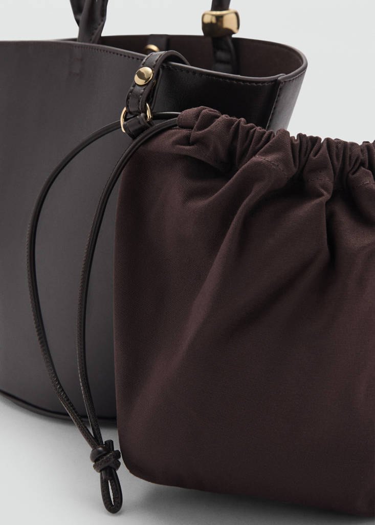 Shopper bag with metallic detail — Chocolate