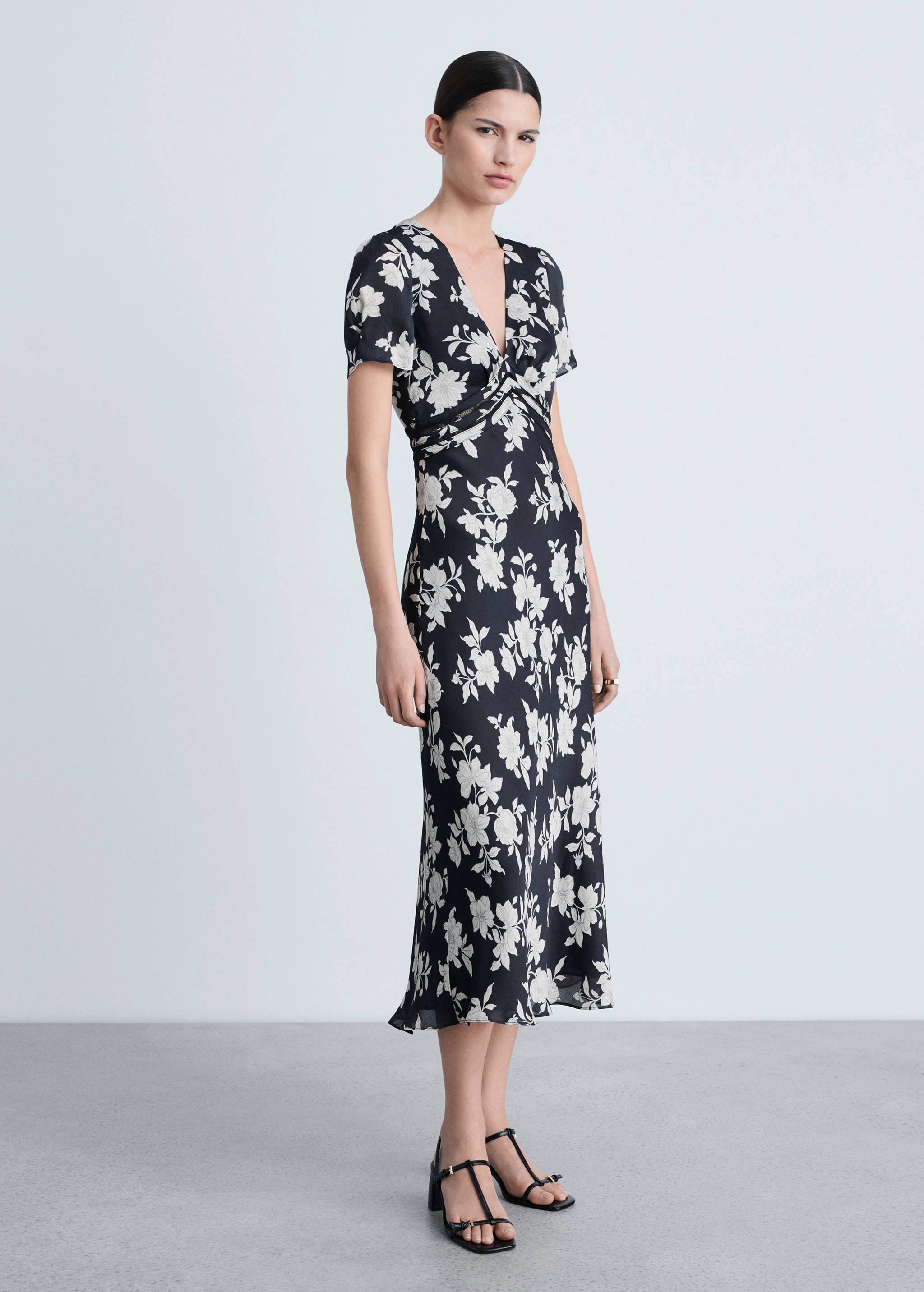 Floral-print flared dress - General plane
