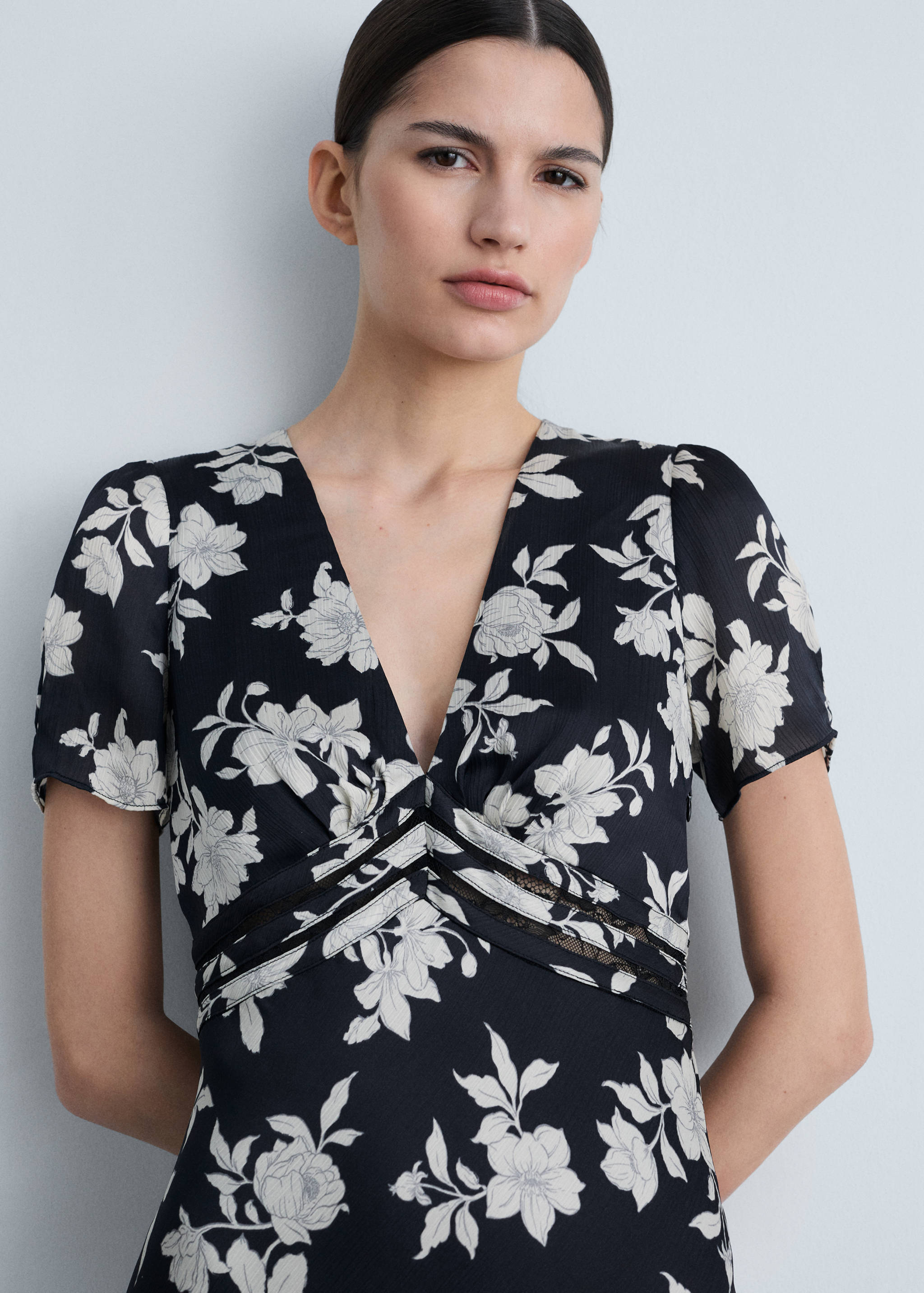 Floral-print flared dress - Details of the article 1