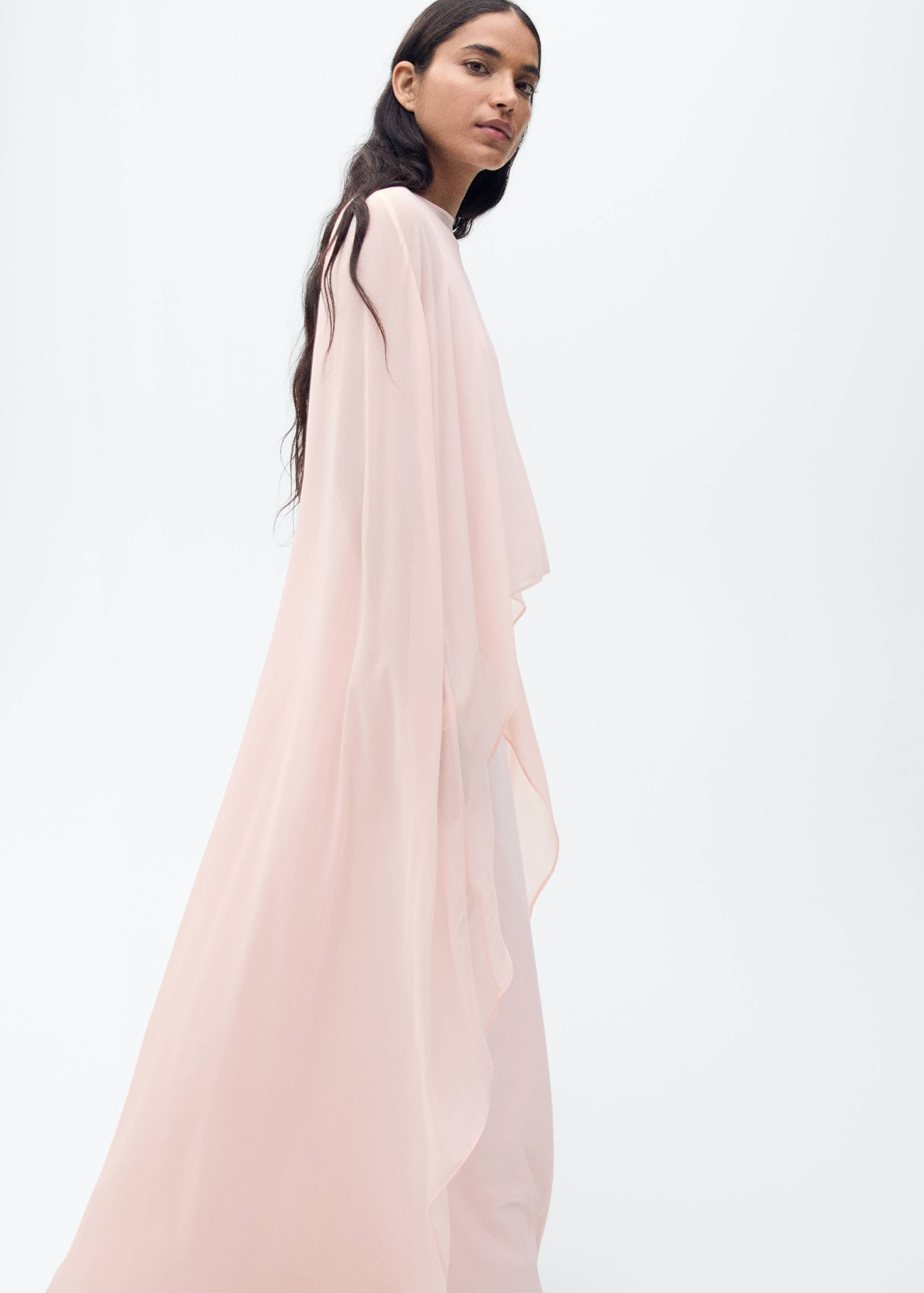 Long semi-transparent cape - Medium plane