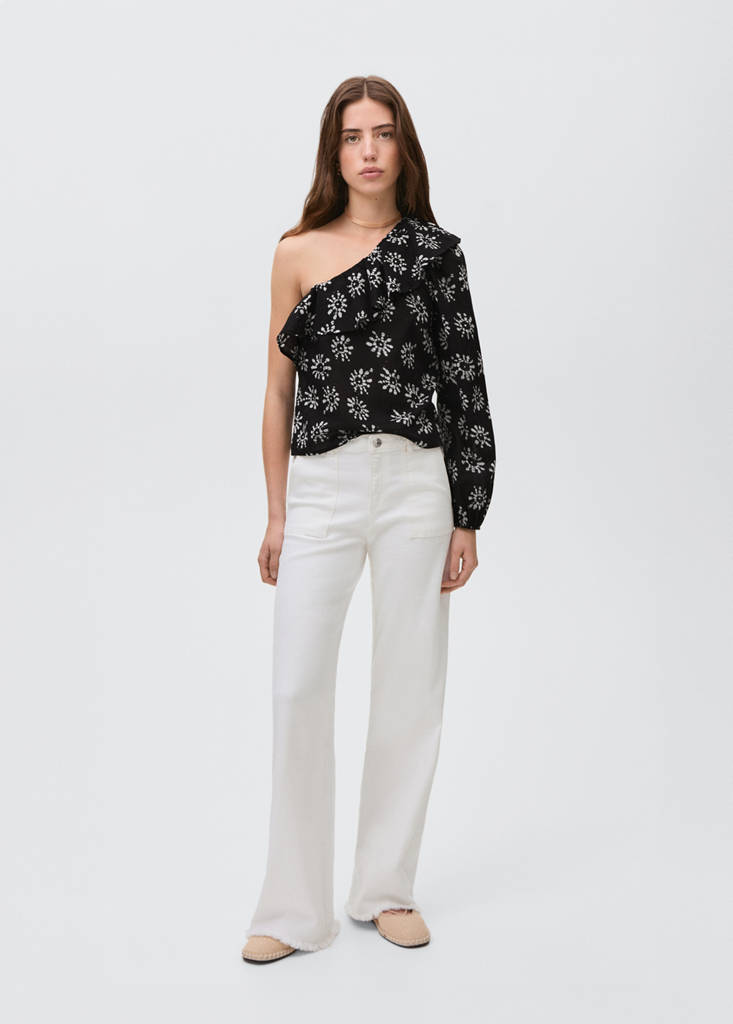 MANGO TEEN - Blouse asymétrique imprimée noir - XS - Fille Teen