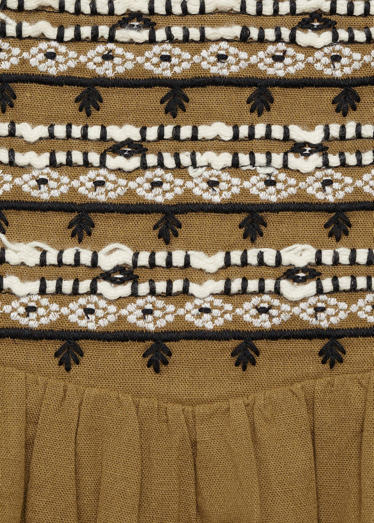 Short skirt with embroidered waist — Olive Green
