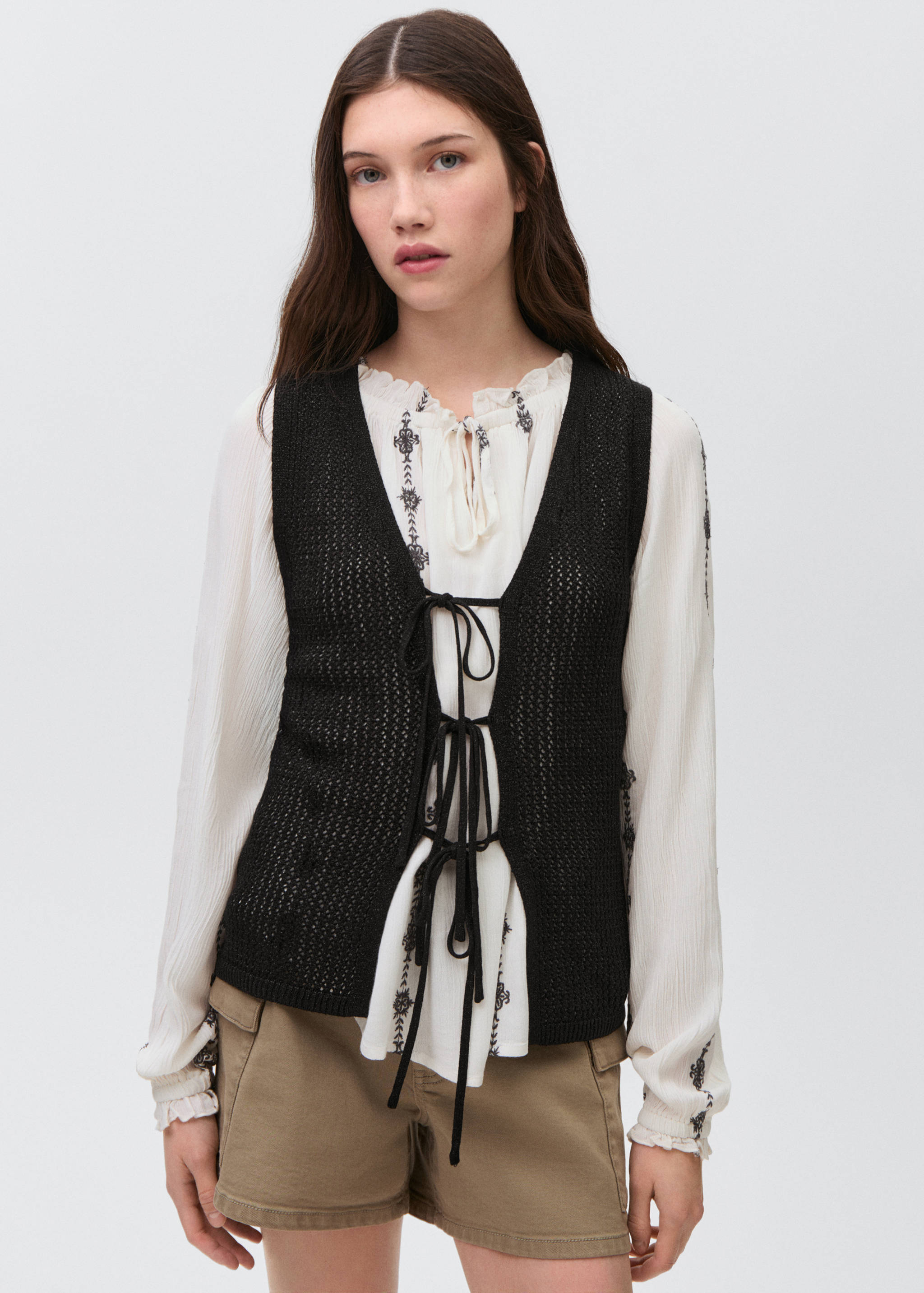 Gilet maille ajourée - Plan moyen