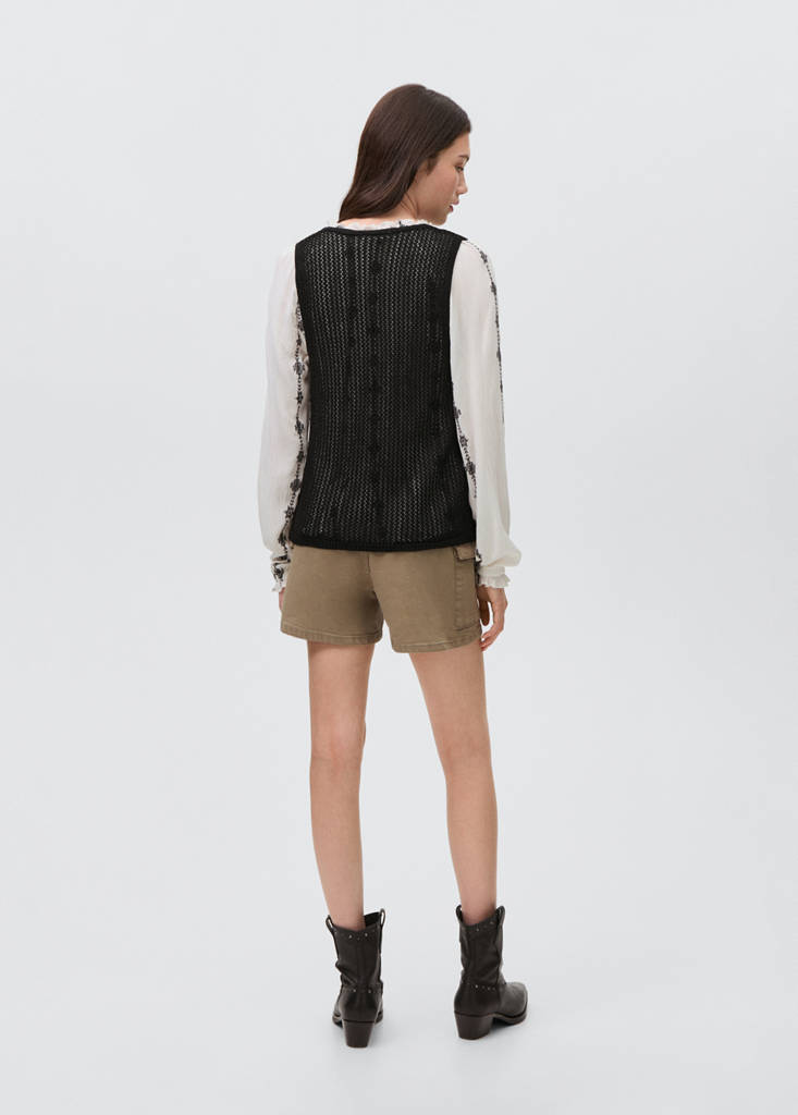 Openwork knitted waistcoat — Black