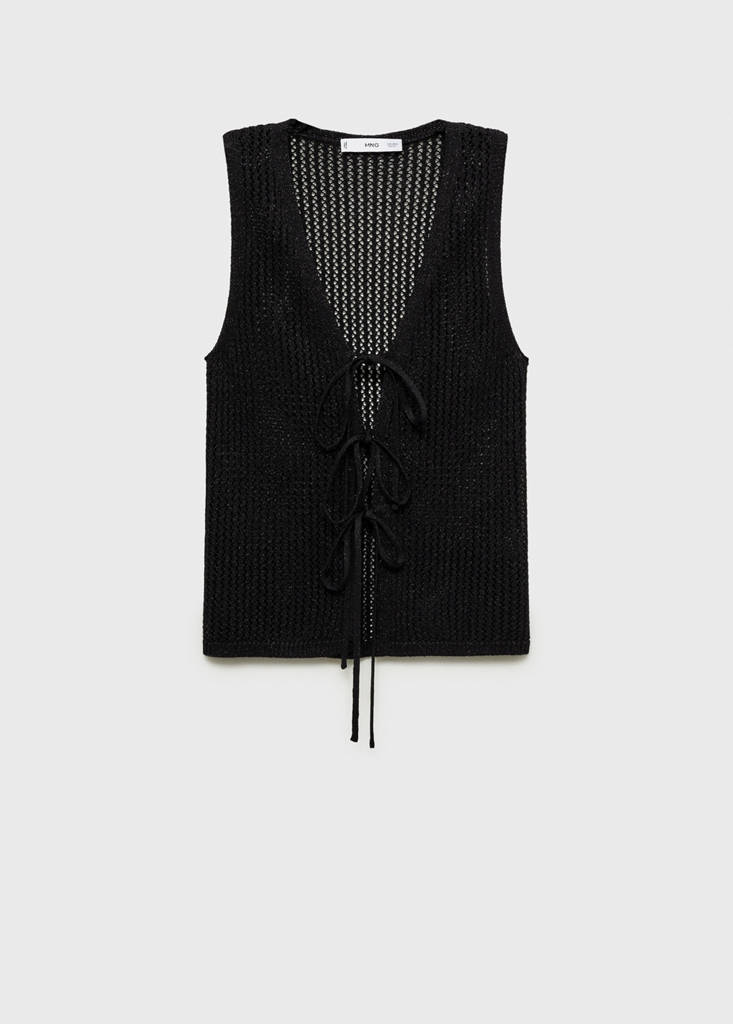 Openwork knitted waistcoat — Black