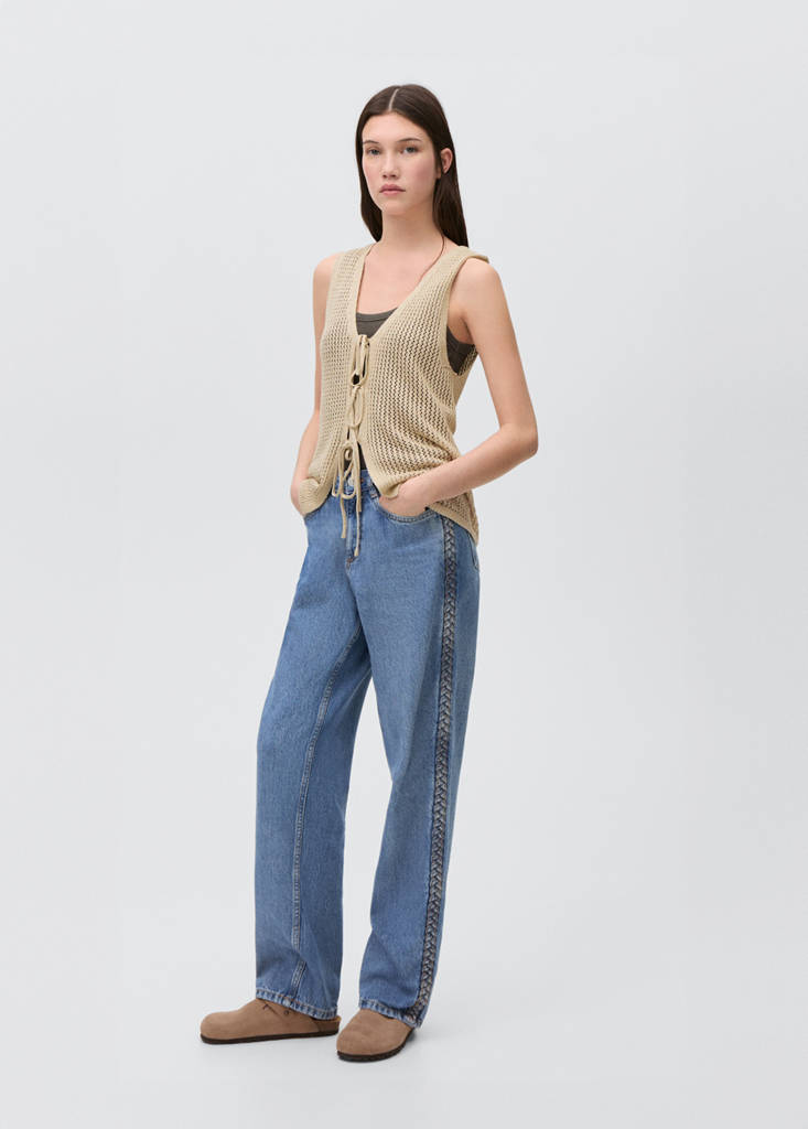 Openwork knitted waistcoat — Gold