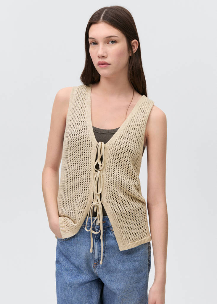 Openwork knitted waistcoat — Gold