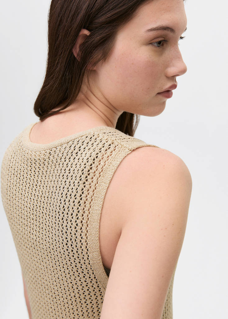Openwork knitted waistcoat — Gold