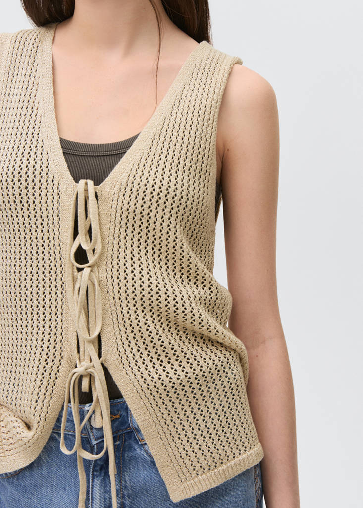 Openwork knitted waistcoat — Gold