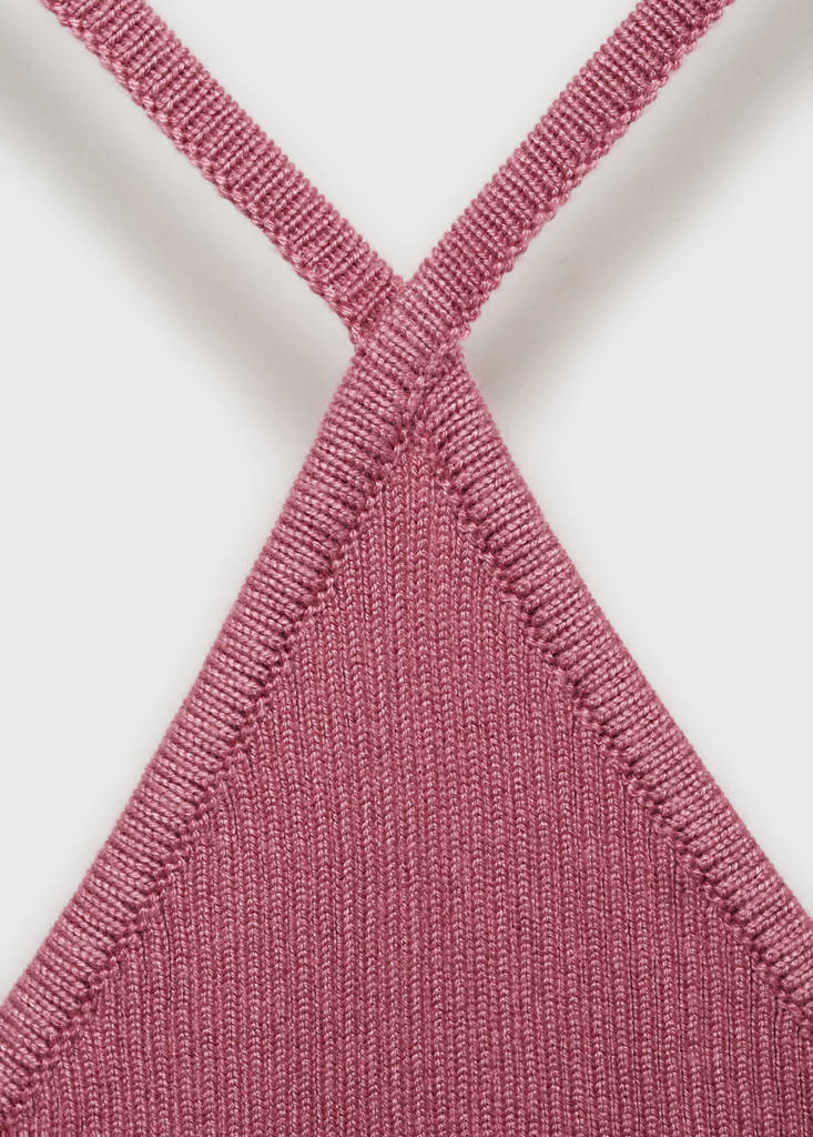 Ribbed halter-neck top — Pale Pink