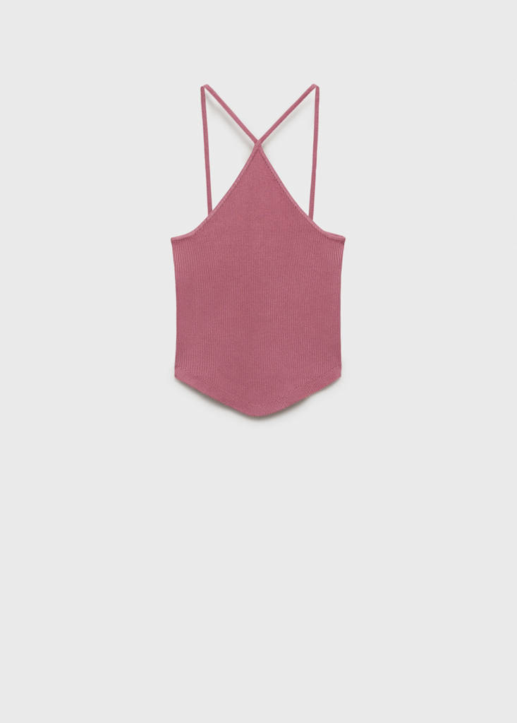Ribbed halter-neck top — Pale Pink
