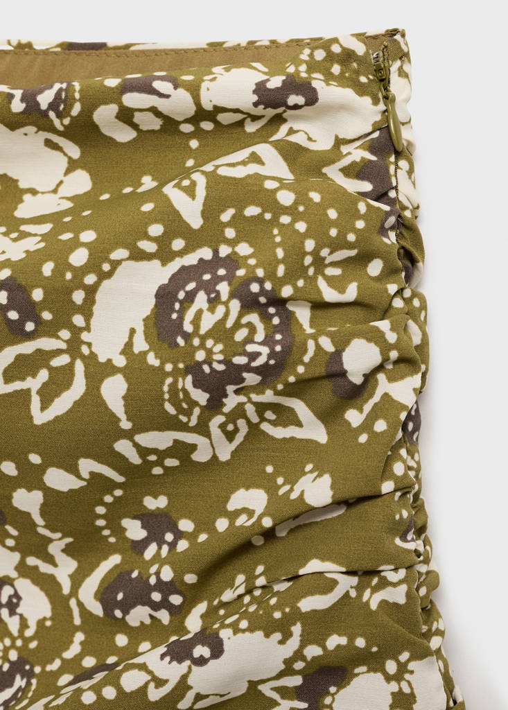Ruffled printed miniskirt — Olive Green