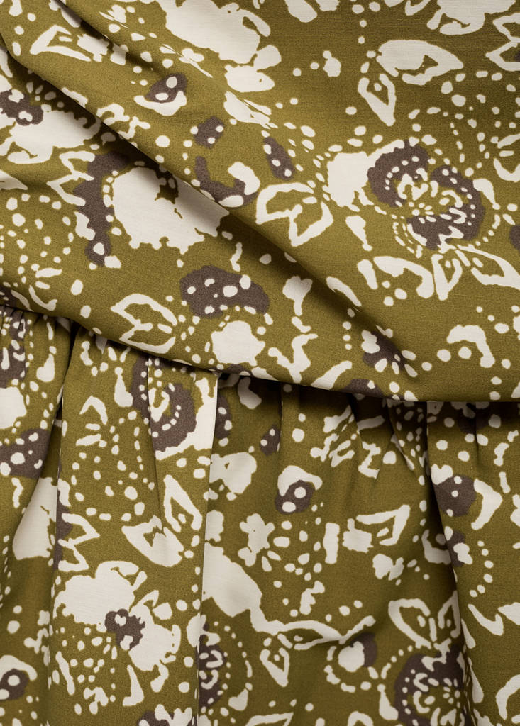 Ruffled printed miniskirt — Olive Green