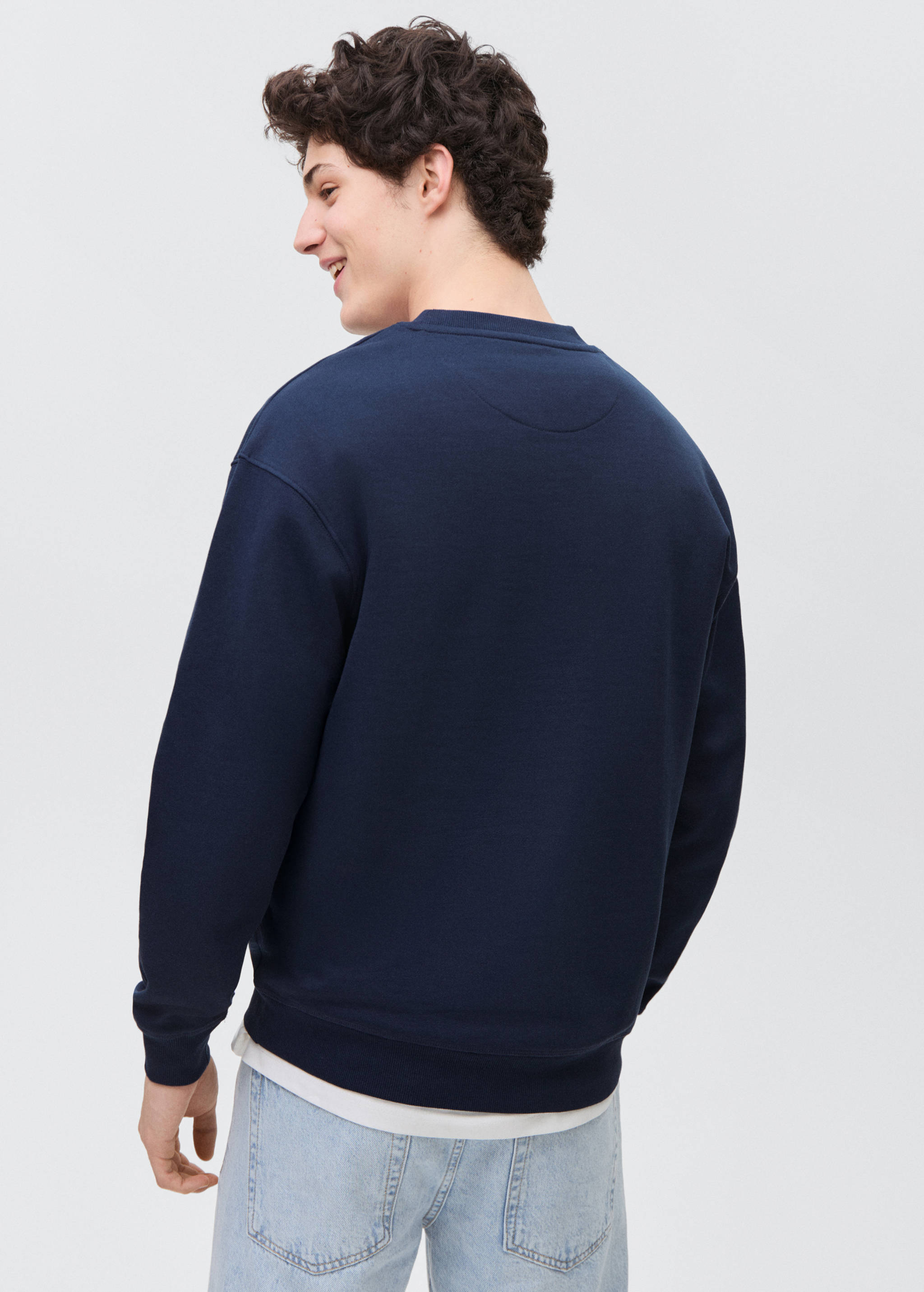 Desenli pamuklu mesajlı sweatshirt - Ürünün arkası