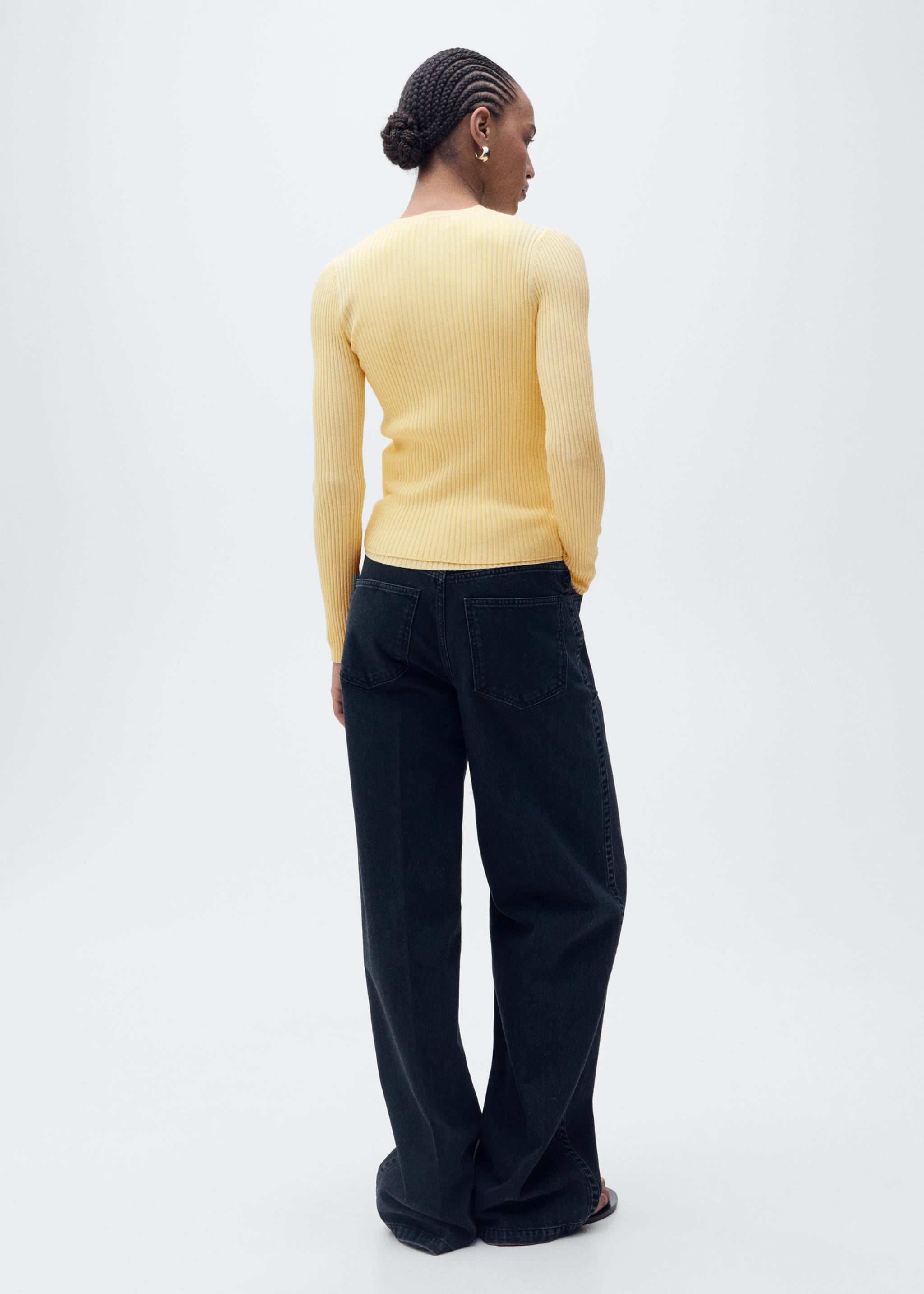 V-neck rib-knit cardigan - Reverse of the article