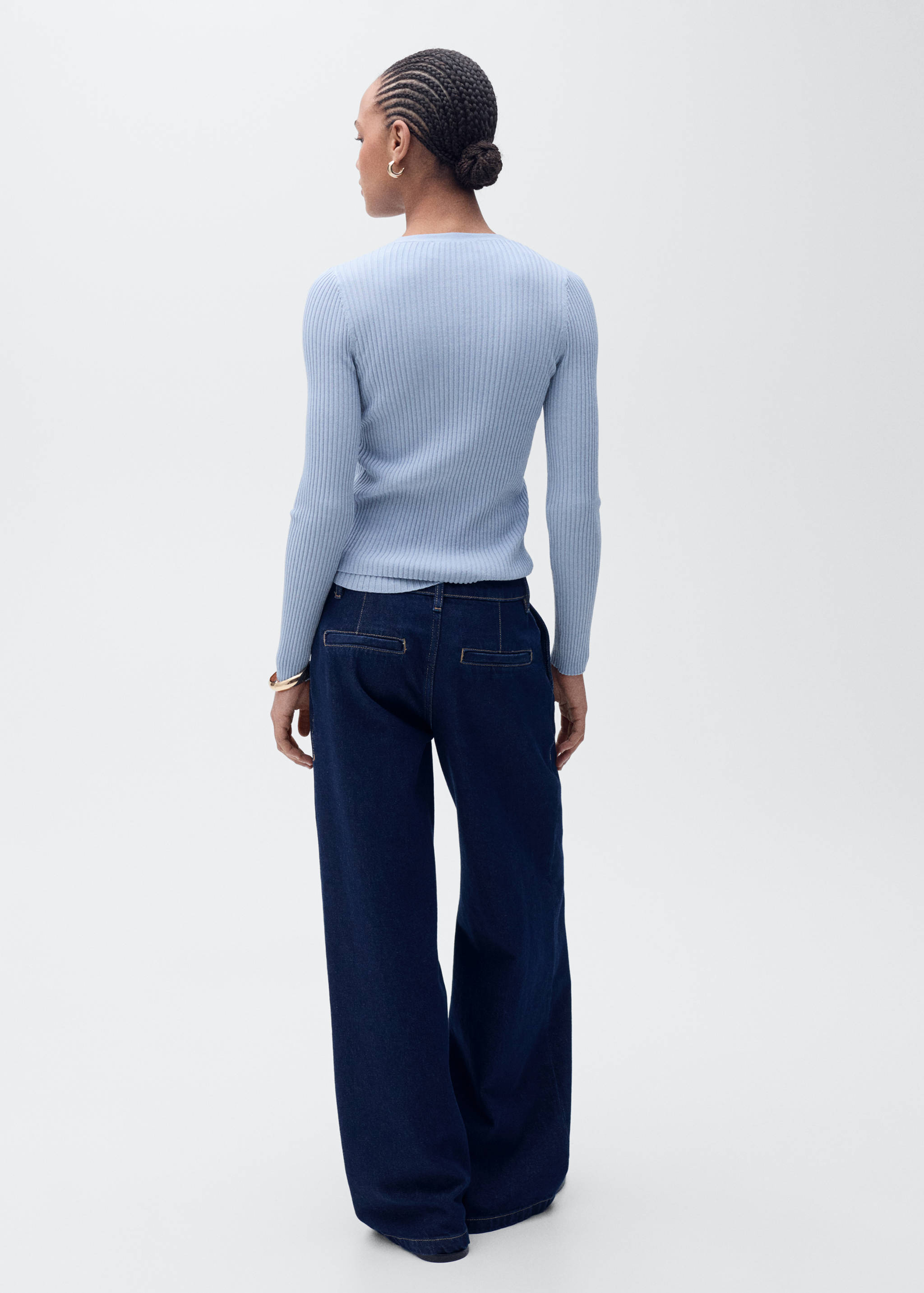 V-neck rib-knit cardigan - Reverse of the article