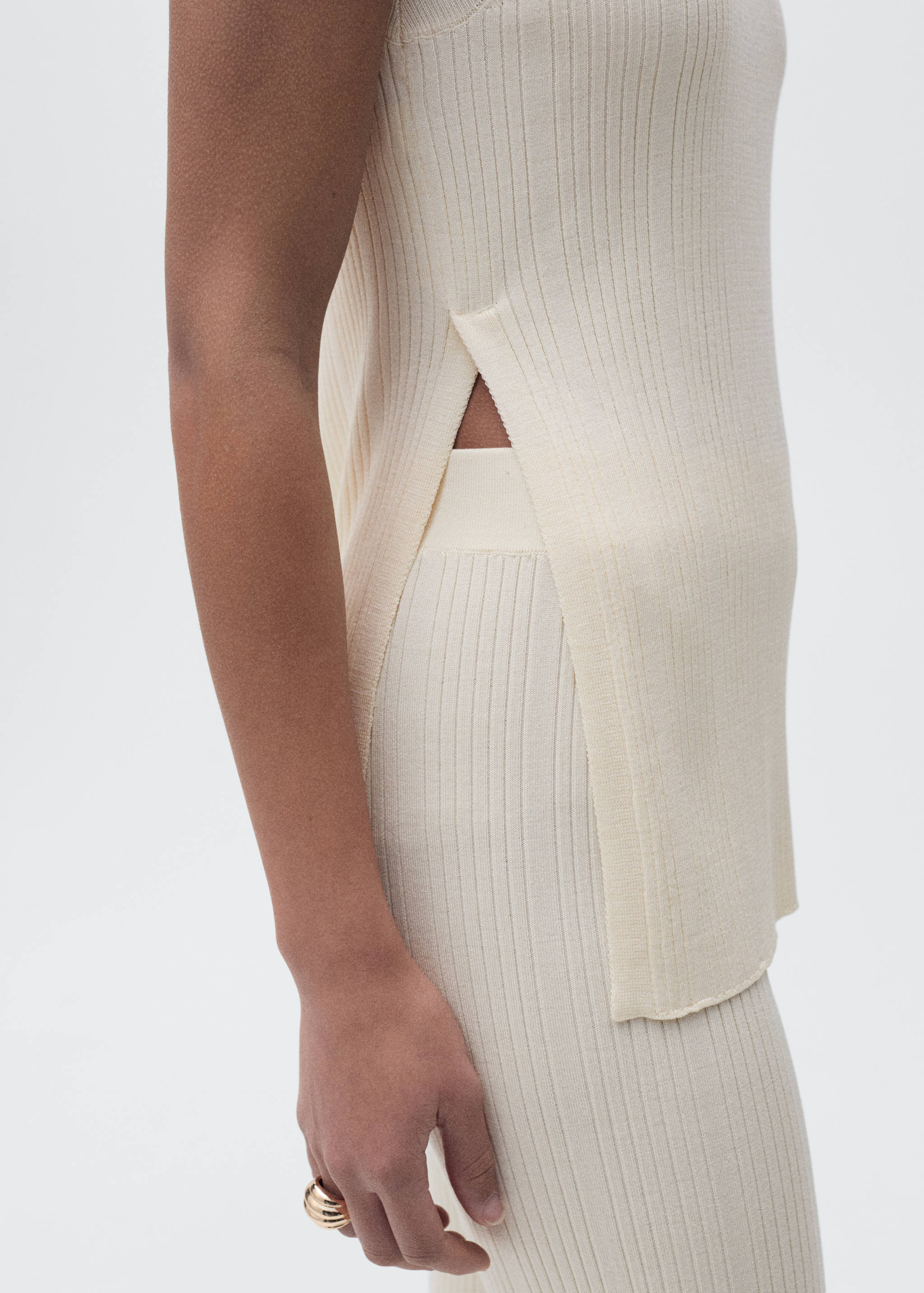 Flared rib-knit trousers - Medium plane