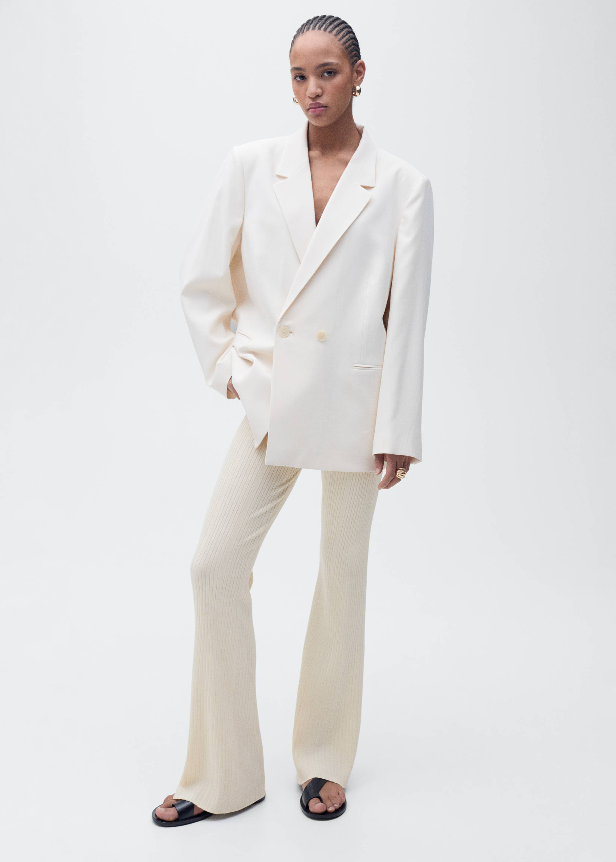 Flared rib-knit trousers - Details of the article 2