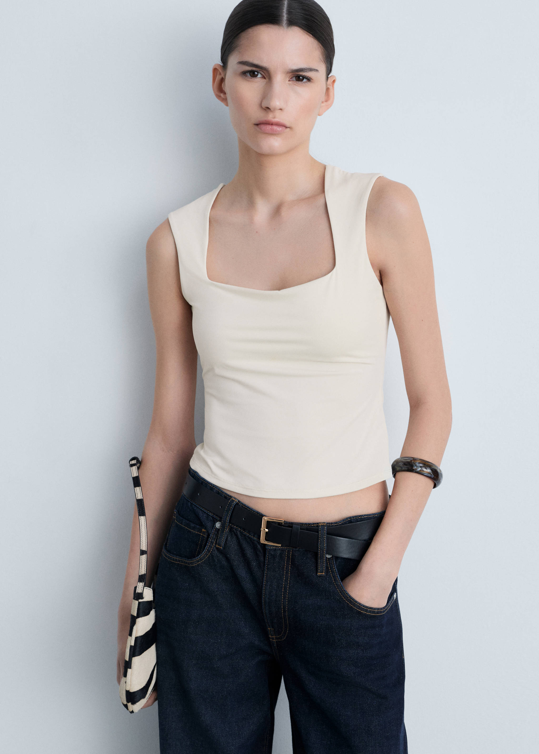 Square-neck strappy top - Medium plane