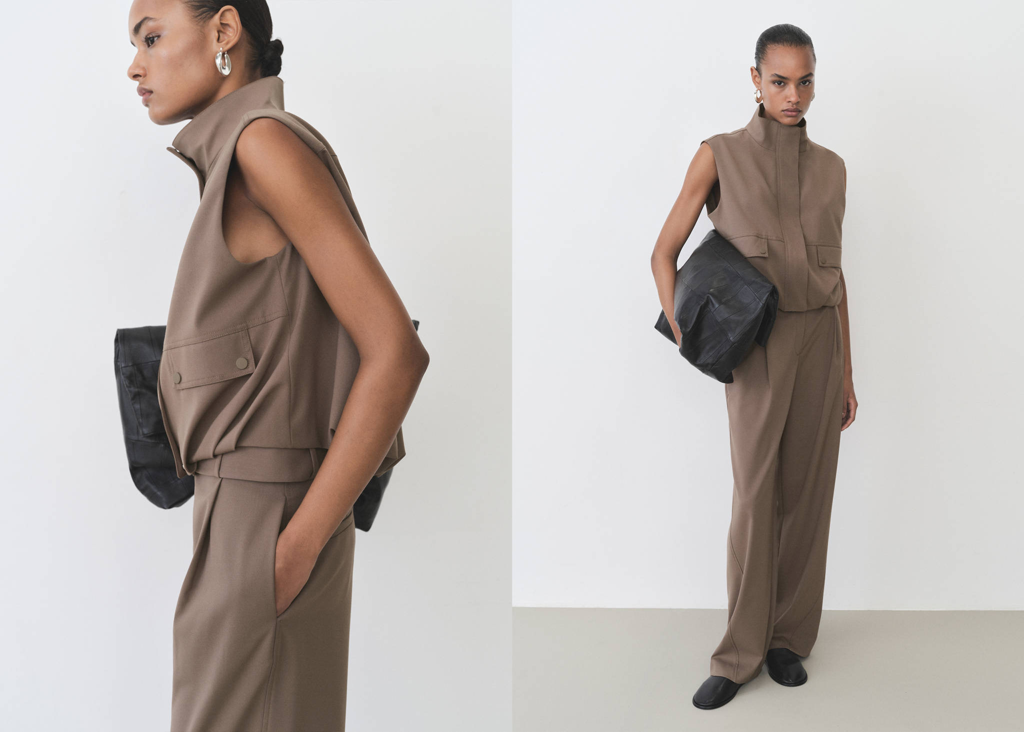 Oversized gilet with pockets - Panoramic plane