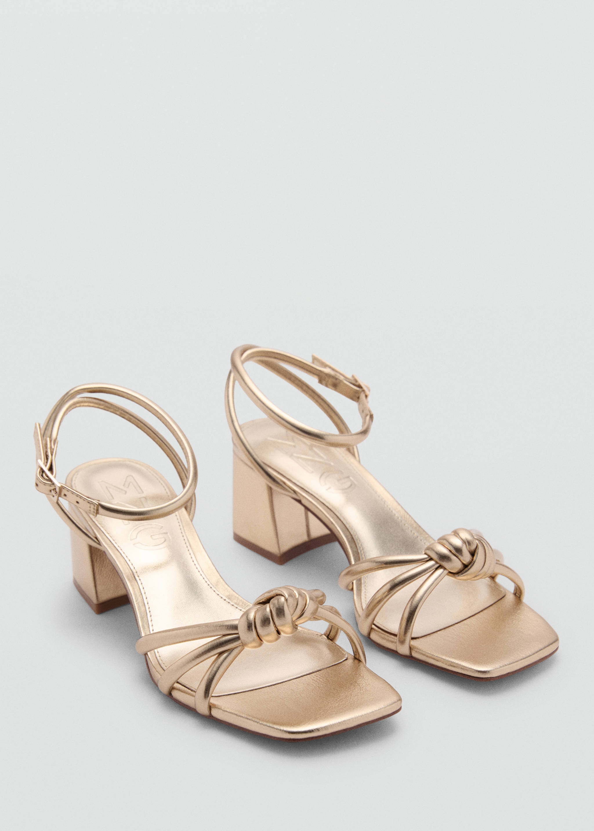 Metallic strappy heeled sandal - Medium plane