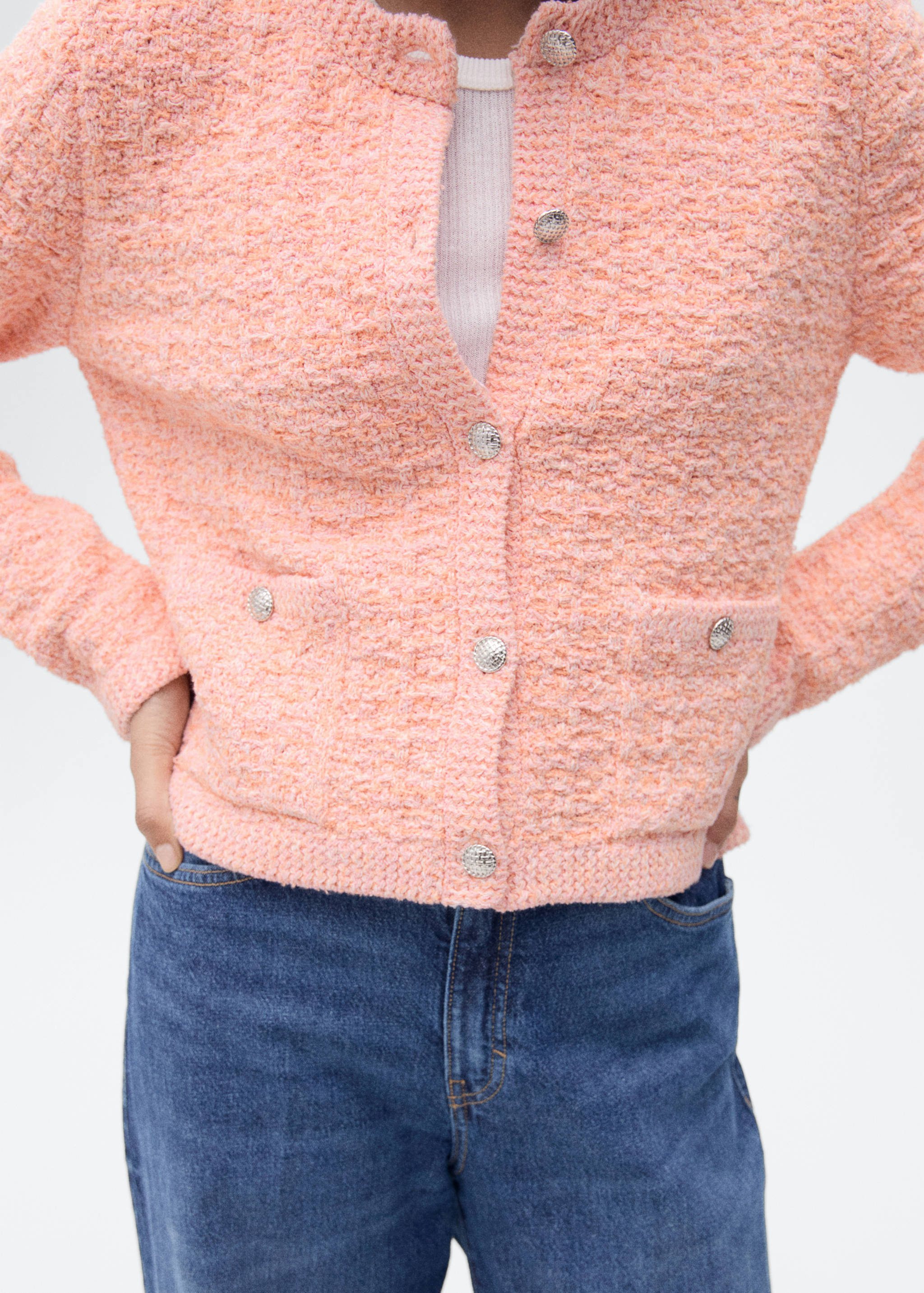 Tweed-effect jacket with jewel buttons - Medium plane